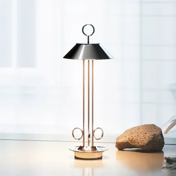 Venkovní osvětlení Sigor LED dobíjecí stolní lampa Nudiderot, chrom, hliník, IP54, stmívatelná - Ø základny 12 cm LED 2,2 W celkem - Doprava zdarma