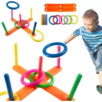 Hra házení kroužků do terče – barevná plastová sada