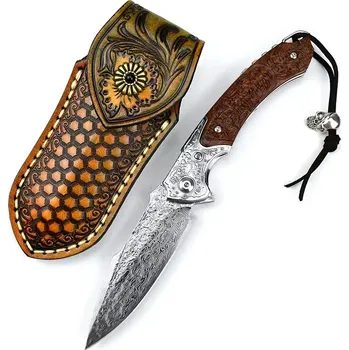 Damaškový outdoorový skladací nôž ED-31677 - Hnedá