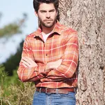 Extra dlouhá flanelová košile s kostkovaným vzorem oranžová 53/54