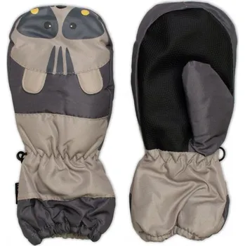 Módní doplněk Dětské zimní, nepromokavé palčáky, Mýval, béžové/šedé, vel. 104/110, 14 cm, Velikost koj. oblečení 104/110 (3-5r)