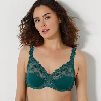 Podprsenka Sada 2 podprsenek Sienne zn. Confidence Lingerie® z mikrovlákna a vyšívaného tylu, s kosticemi zelená+oranžová 70B