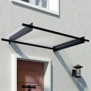 Stříška nad vchodové dveře Rovná pultová stříška šedá saténové plexi 205 cm