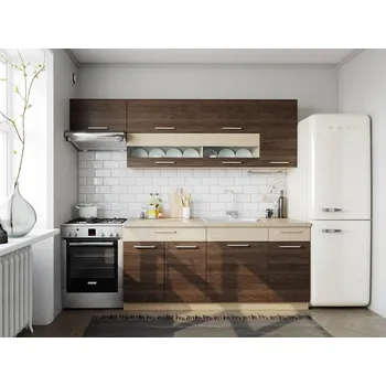 Kuchyňská linka Kuchyně RUTHIN 180/240 cm, rijeka tmavá + vyzvednutí ZDARMA