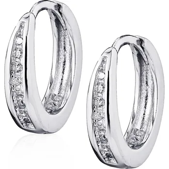 Náušnice NUBIS® Stříbrné náušnice kroužky se zirkony - NB-3238