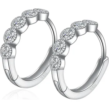 Náušnice NUBIS® Stříbrné náušnice kroužky se zirkony - NB-3430