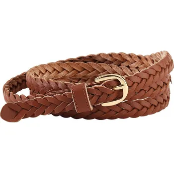 Opasek Splétaný kožený opasek karamelová 42/46