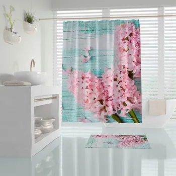Sprchový závěs decoDoma Koupelnový závěs PINK HYACINTH 180 x 200 cm