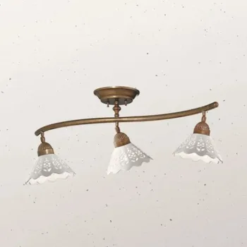 Il Fanale Stropní rustikální svítidlo Fior di pizzo 065.21.OC Il Fanale, keramika Bassano a mosaz