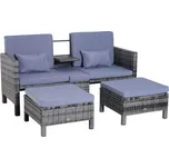 Zahradní polyratanový set se stolkem a 2 stoličkami Bethan | šedo-modrý