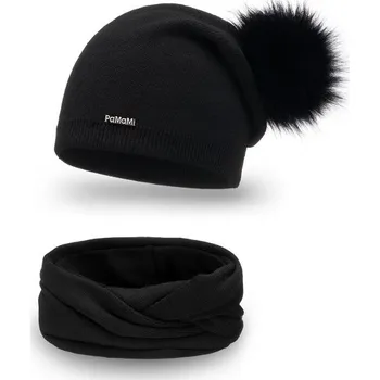 Čepice Pamami Dámský set čepice a šály Trophimus černá One size