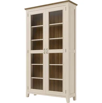 Knihovna Vitrína PROVENCE W8P z masivu krémová Barevné provedení: SLIM - krémová