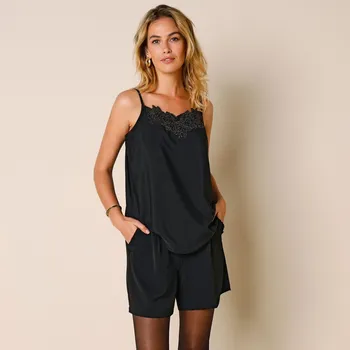 Dámské tričko Top s výšivkou a nastavitelnými ramínky černá 40