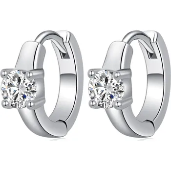 Náušnice NUBIS® Stříbrné náušnice kroužky se zirkony - NB-3046