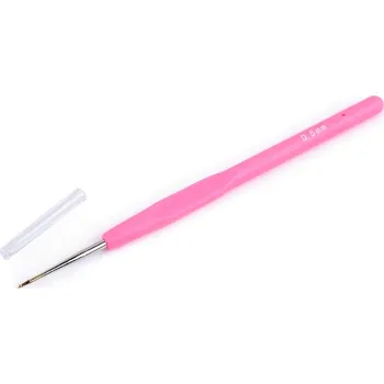 Jehla na filcování Háček na háčkování se silikonovou rukojetí, zlatá špička vel. 0,5; 0,6; 0,8; 1; 1,25 - 1 (0,5 mm) růžová