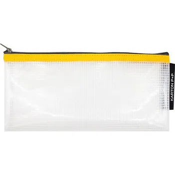 Obálka Obálka se zipem DL transparentní se žlutým lemem