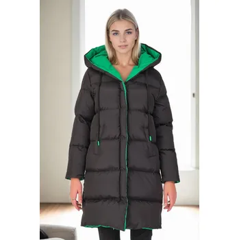 Z6687 DEWBERRY WOMEN'S COAT-BLACK-GREEN-1 dewberry šedá 3062119