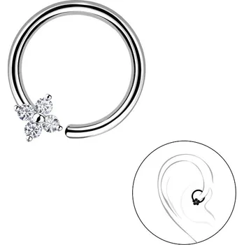 Piercing Sylv Stříbrný rozevírací piercing KYTKA 1.2 x 11 mm Ag 925/1000