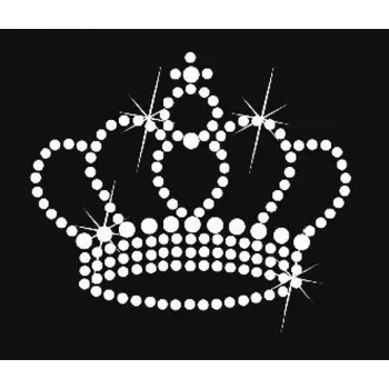 Nášivka Hot fix, nažehlovačka, aplikace korunka 8 cm, šaton kamínky lesklé