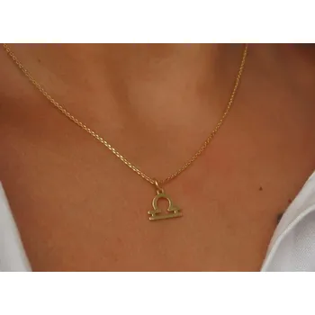 Náhrdelník Pozlacený náhrdelník znamení Zvěrokruhu Délka řetízku: 41cm, Typ řetízku: Cable (jednoduchý), Znamení: Váhy Ag 925/1000