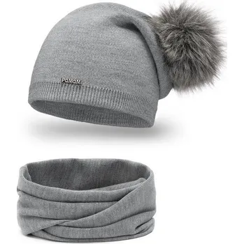 Čepice Pamami Dámský set čepice a šály Thaddeusr světle šedá One size