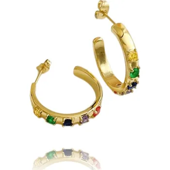 Náušnice Flamenco Mystique Elegantní Náušnice z 14karátové pozlacené chirurgické oceli, světle zlatá, průměr 2cm