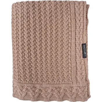 Dětská deka Lullalove dečka z vlny Merino vzor Keksík - Karamelově Béžová