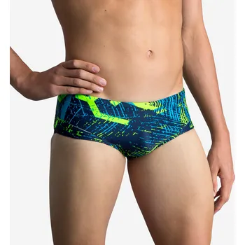 Pánské plavky DECATHLON Pánské slipové plavky 900 Koli 40 MODRÁ|ZELENÁ|ŽLUTÁ