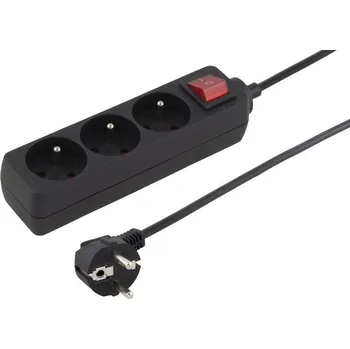 Prodlužovací kabel OEM Kabel PremiumCord prodlužovací přívod 230V 2m 3 zásuvky + vypínač, černý PPA3K-02BK