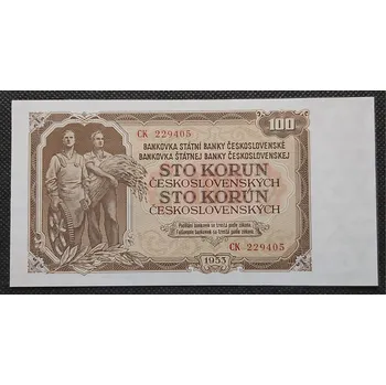 100 koruna 1953 - ČESKOSLOVENSKO UNC, bankovka