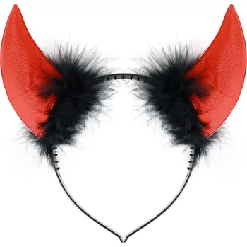 Karnevalový doplněk Čertovské rohy červené s černými chlupy