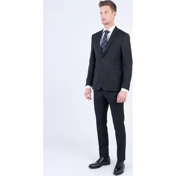 Černý vlněný oblek V přiléhavém střihu 186076