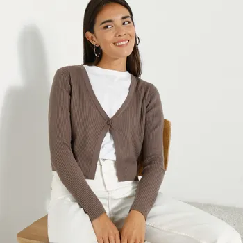 Dámská móda Bolerko na knoflíček hnědošedá 42/44