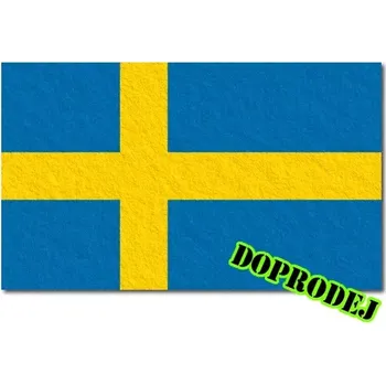 Textilní nažehlovací páska Švédsko tištěná vlaječka filc 7,5 x 4,5 cm - 1 ks
