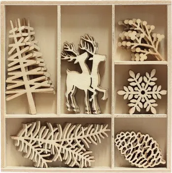 Vánoční dekorace Dekorace dřevěné Zimní příroda 30ks