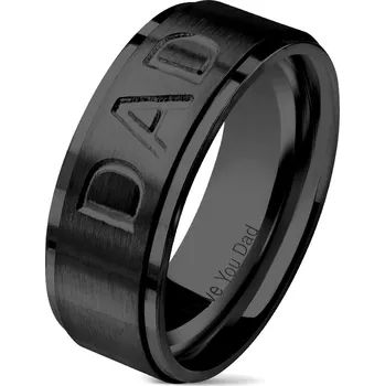 Prsten Šperky4U Černý ocelový prsten "DAD", vel. 65 - velikost 65 - OPR1721-65