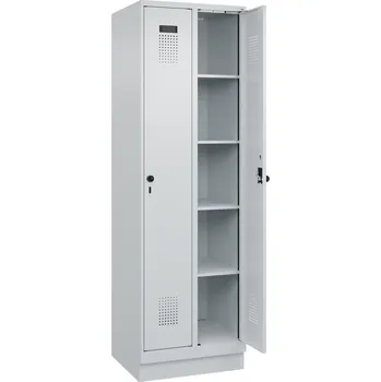 Šatní skříň Šatní skříňka C+P Cabo-Plus, 2 oddíly po 300 mm, 600 x 500 x 1950 mm, šedá, podstavec