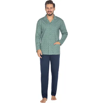 Pánské pyžamo Pyžamo Regina 463 dlouhé/r 2XL-3XL L24 pánské rozepínací Béžová XXL