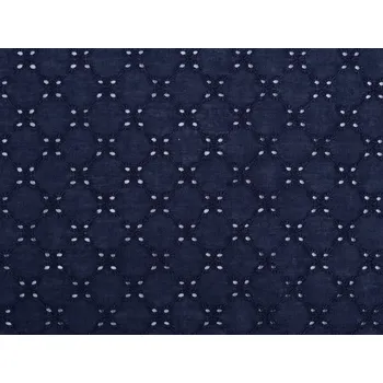 Bavlněná madeira s vyšívanými květy METRÁŽ - 4 modrá tmavá