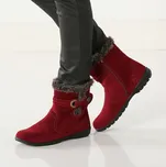 Nízké kozačky z imitace semiše a kožešiny bordó 37