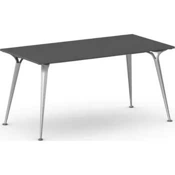 Psací stůl Jednací kancelářský stůl PRIMO ALFA, 160x80 cm, šedostříbrná podnož, grafit