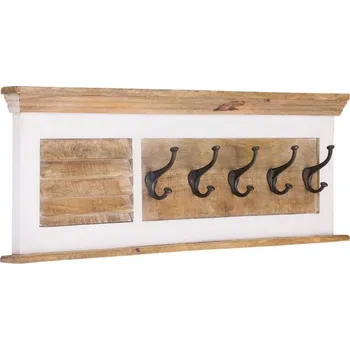 Věšák Nástěnný věšák z masivu Madagaskar bílý