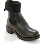 Kotníkové kozačky s pleteným lemem černá 36