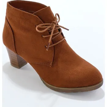 Dámská zimní obuv Kotníkové boty na podpatku v dřevěném vzhledu čokoládová 39