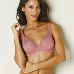 Sada 2 podprsenek Tropea zn. Confidence Lingerie® ze strečové bavlny a krajky, jednobarevná + s potiskem rostlin, s kosticemi granátová+potisk černá 75B