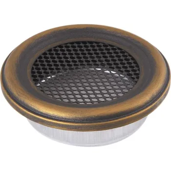 Větrací mřížka Krbová mřížka kulatá 125mm zlatá patina