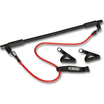 ROVERA Multifunkční tyč pro dveře s elastickým odporem TONE PLUS dřep záda ČERNÁ|ČERVENÁ