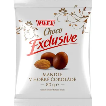 Sušená potravina POEX Mandle v hořké čokoládě, 80 g