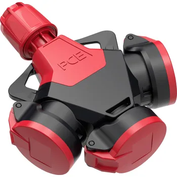 Elektrická zásuvka PC Electric 253822-sr5 3násobná zásuvka plnogumové 250 V červená IP54