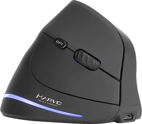 Myš ergonomická Marvo bezdrátová optická, černá